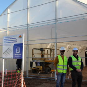 CEBAS-CSIC and NOVAGRIC during the construction of the greenhouse